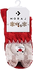 Парфумерія, косметика Різдвяні шкарпетки жіночі, з ведмедиками, червоно-бежеві - Moraj