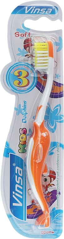 Дитяча зубна щітка "Дельфін", помаранчева - Vinsa — фото N1