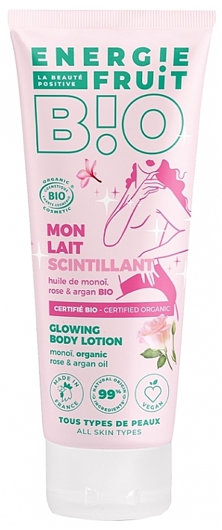 Лосьйон для тіла з мерехтливою органічною олією моної, троянди та аргани - Energie Fruit Glowing Body Lotion With Monoi, Organic Rose & Argan Oil — фото N1