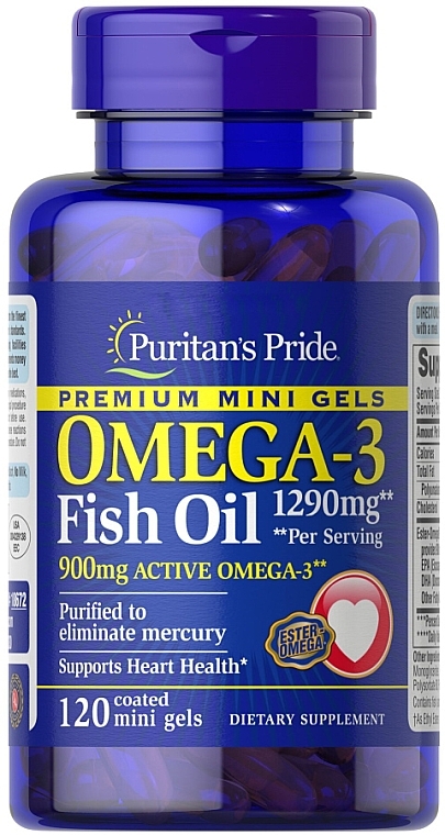 Харчова добавка "Омега-3", у гелевих капсулах - Puritan's Pride Omega-3 Fish Oil 1290mg Mini Gels — фото N3