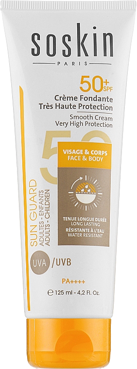 Солнцезащитный крем для лица и тела SPF 50+ - Soskin Smooth Cream Body & Face Very High Protection SPF50+ — фото N1