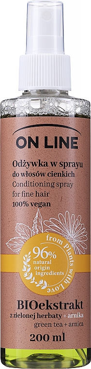 Спрей для волосся "Зелений чай і арніка" - On Line Green Tea + Arnika Conditioning Spray — фото N1