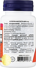 Диетическая добавка "Фолиевая кислота 800 мкг" в таблетках - Now Folic Acid 800 mcg + B12 — фото N2