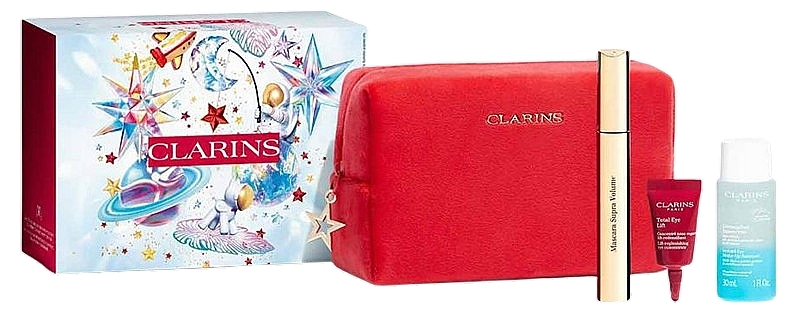 Набір - Clarins All About Eyes Set (mascara/8ml + remover/30ml + eye/lift/3ml + bag/1pc) — фото N1