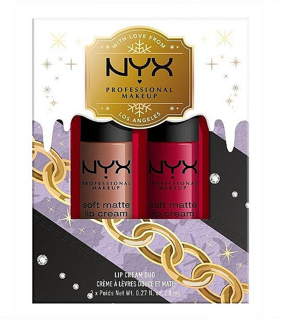 Набір - NYX Professional Makeup Soft Matte Lip Cream Duo Gift Set (lip/stick/2x8ml) — фото N1