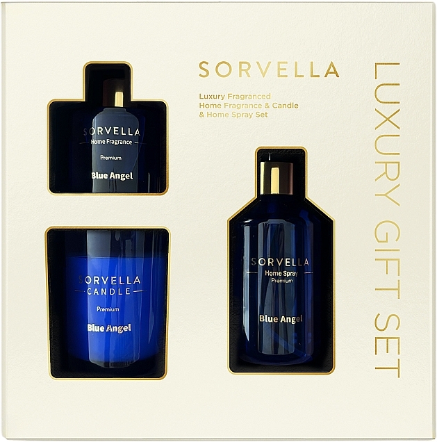 Набір - Sorvella Perfume Home Fragrance Blue Angel (diffuser/120ml + candle/170g + home/spray/250ml) — фото N1