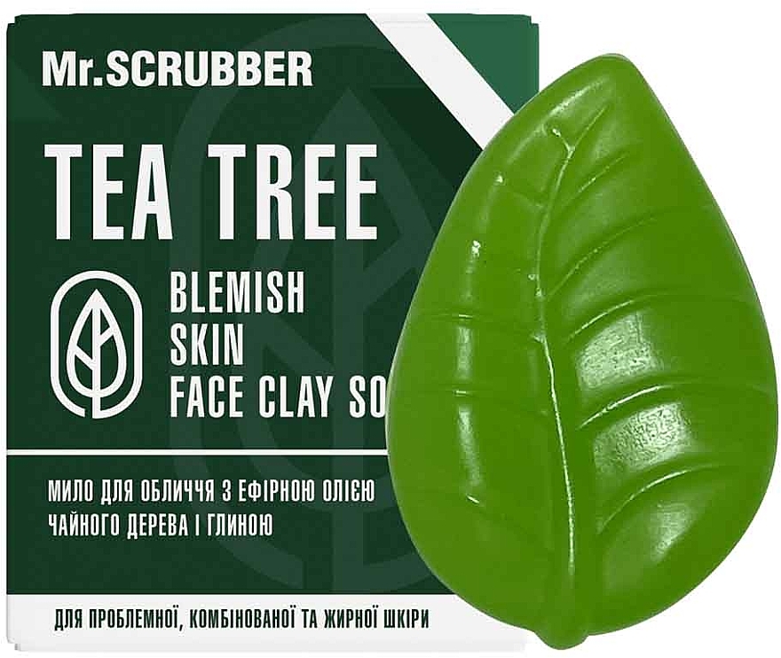 Мило для обличчя й тіла з олією чайного дерева - Mr.Scrubber Blemish Skin Face Clay Soap Tea Tree — фото N1