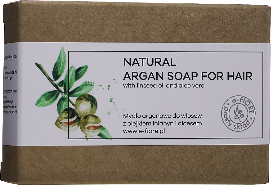 Арганове мило для волосся з лляною олією та алое вера - E-Fiore Natural Argan Soap For Hair — фото N4