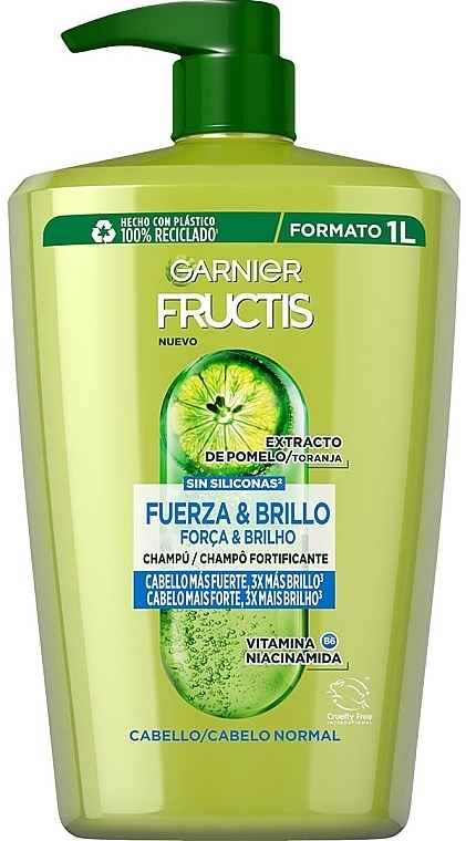 Зміцнювальний шампунь для нормального волосся "Сила та блиск", з дозатором - Garnier Fructis Strength & Shine Shampoo — фото N1
