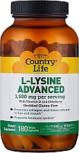 Парфумерія, косметика Амінокислота "L-лізин", 1500 мг - Country Life L-Lysine Advanced 1500 mg