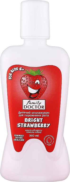 Дитячий ополіскувач для порожнини рота "Bright Strawberry" - Family Doctor — фото N1