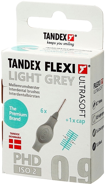 Міжзубні йоржики, 0.9 mm, світло-сірий - Tandex Flexi Ultra Soft Light Gray — фото N1