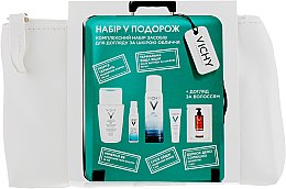 Духи, Парфюмерия, косметика Набор в путешествие - Vichy (micel/water/100ml + therm/water/50ml + gel/10ml + fluid/3ml + shamp/7ml + bag)