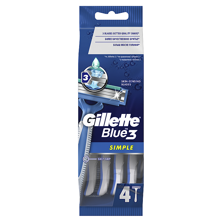 Набір одноразових станків для гоління, 4 шт. - Gillette Blue 3 Simple — фото N2