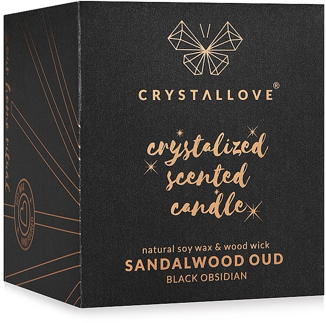 Соевая свеча с черным обсидианом и сандаловым удом - Crystallove Black Obsidian Soy Candle Sandalwood Oud — фото N7