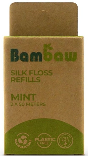 Зубна нитка з шовку "М'ята" - Bambaw (запасний блок) — фото N1