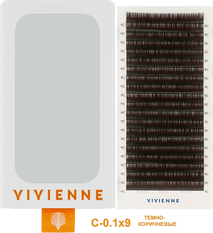 Накладные ресницы "Elite", темно-коричневые, 20 линий (0.1, C, (9)) - Vivienne — фото N1