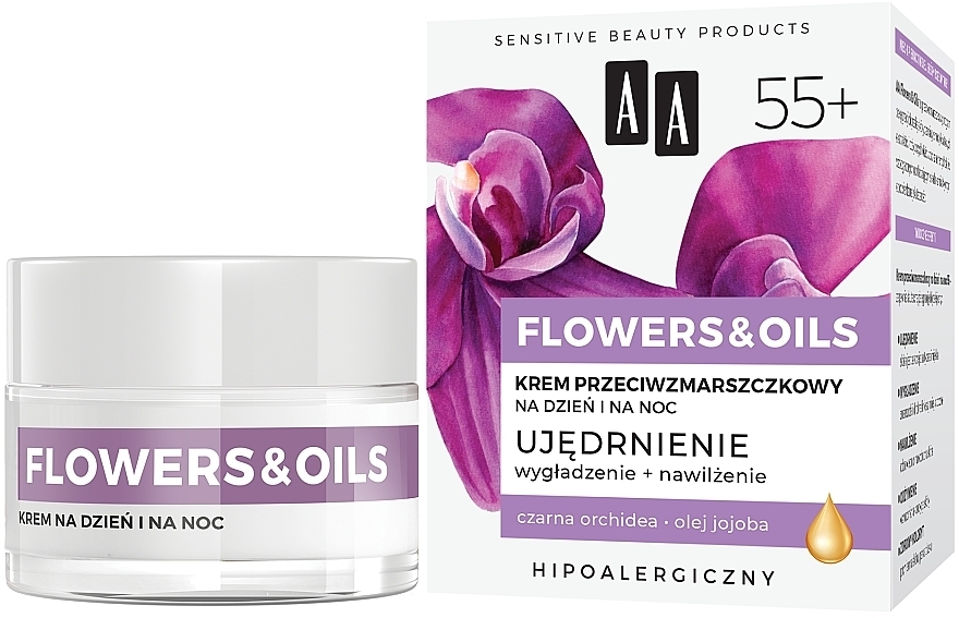 Укрепляющий дневной и ночной крем против морщин 55+ - AA Flowers & Oils Night And Day Cream 