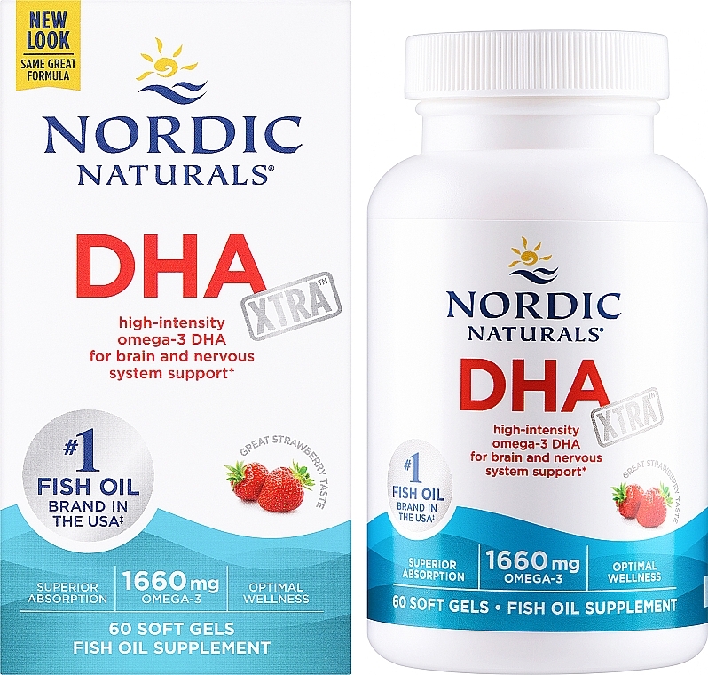 Харчова добавка, 1660 мг зі смаком полуниці "Омега-3" - Nordic Naturals DHA Strawberry — фото N2