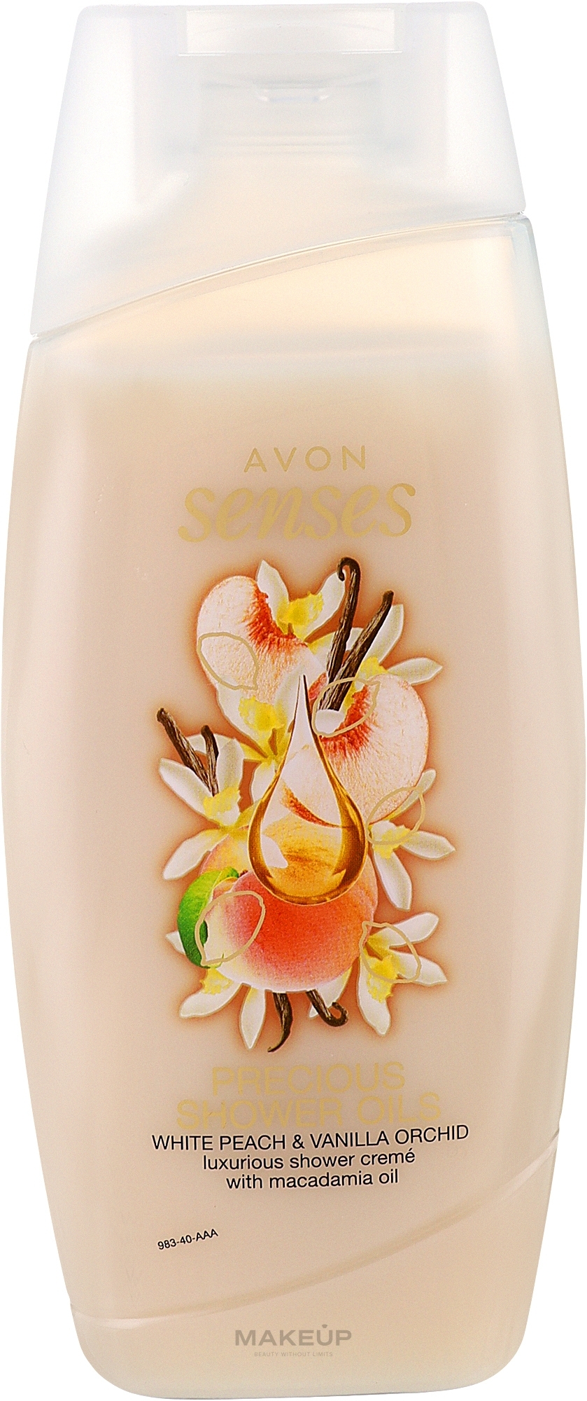 Крем-гель для душу з ароматом білого персика та ванільної орхідеї - Avon Senses Precious Shower Oils White Peach And Vanilla Orchid Luxurious Shower Creme — фото 250ml