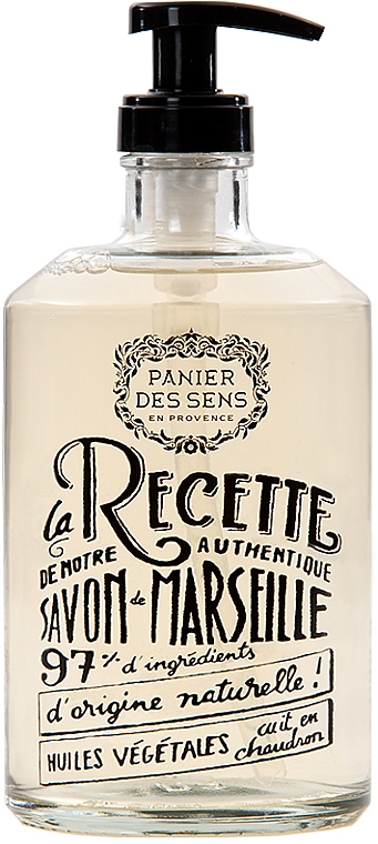Стеклянная бутылка. Марсельское жидкое мыло "Роза" - Panier des Sens Liquid Marseille Soap
