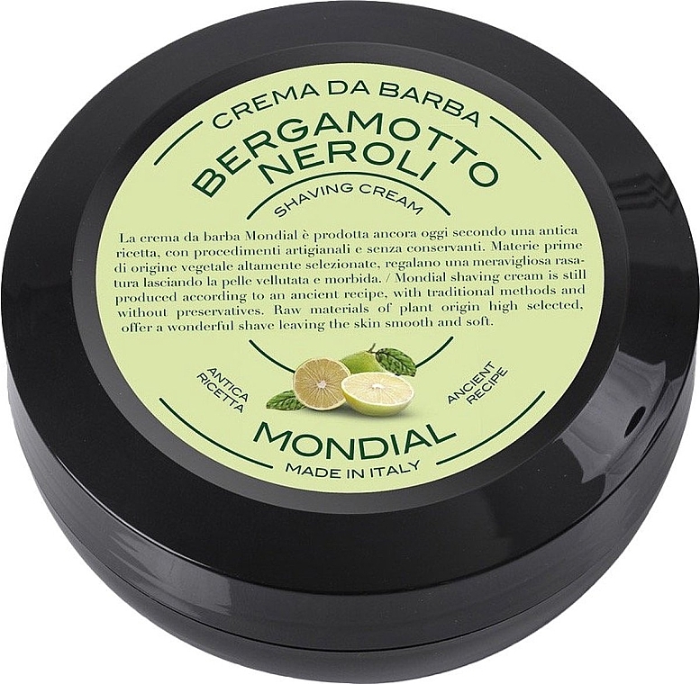 Крем для бритья "Bergamotto Neroli" - Mondial Shaving Cream Wooden Bowl (мини) — фото N1