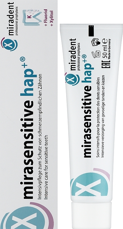 Зубная паста для чувствительных зубов - Miradent Mirasensitive Hap+ Toothpaste — фото N2