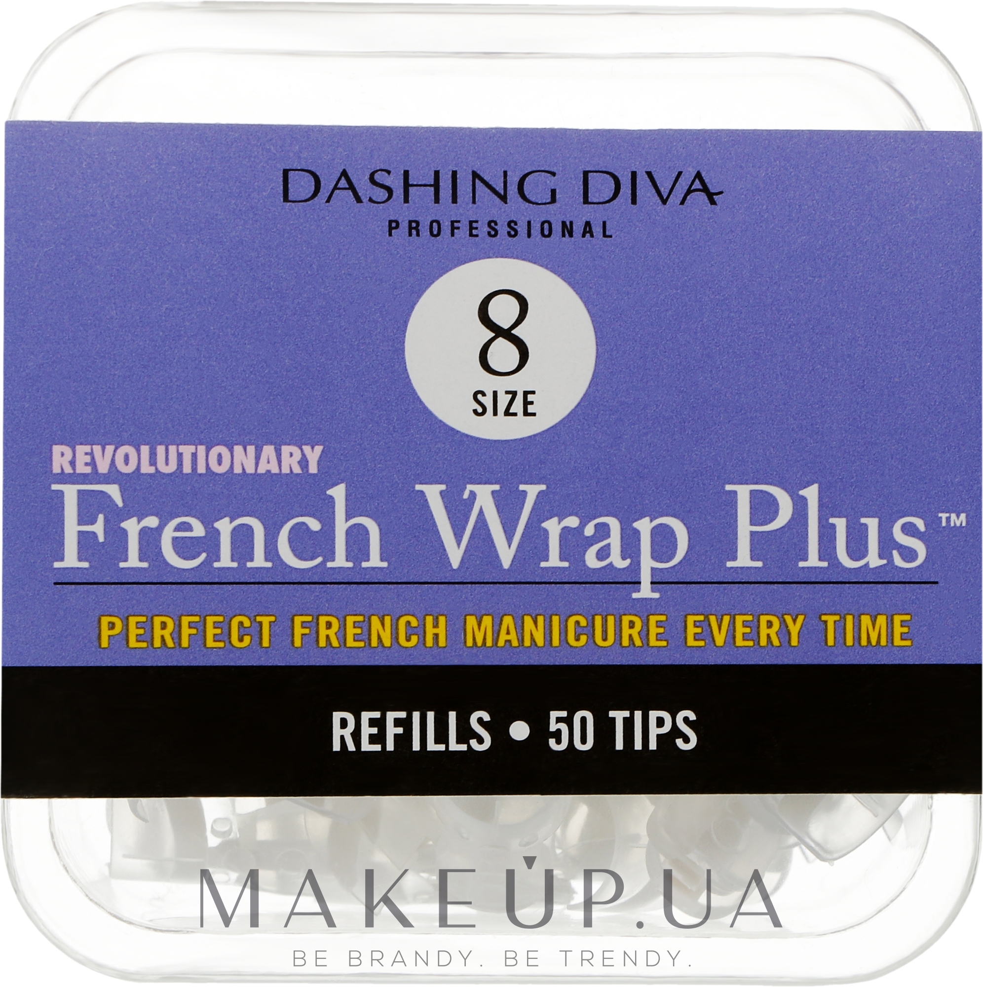 Тіпси вузькі - Dashing Diva French Wrap Plus White 50 Tips (Size - 8) — фото 50шт