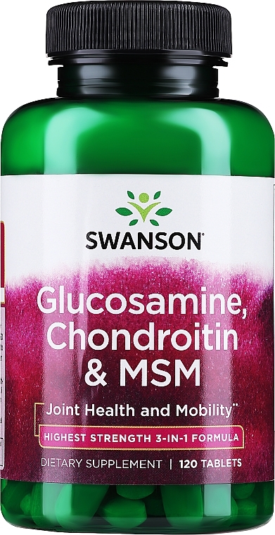 Харчова добавка "Глюкозамін, хондроїтин і МСМ", 120 шт. - Swanson Glucosamine Chondroitin & MSM — фото N1