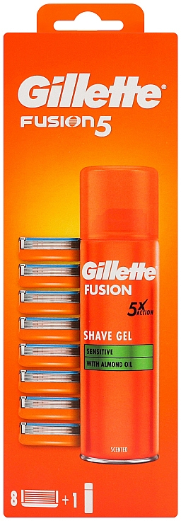 Набір для гоління  - Gillette Fusion (sh/gel/200ml + blades/8szt) — фото N1