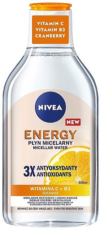 Міцелярна вода для чутливої шкіри - NIVEA Energy Vitamin C + Vitamin B3 + Cranberry