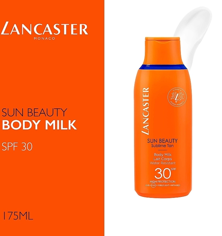 Водостійке сонцезахисне молочко для тіла - Lancaster Sun Beauty Sublime Tan Body Milk SPF30 — фото N5