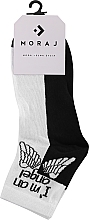 Шкарпетки жіночі 3/4, чорно-білі з крилами - Moraj — фото N1