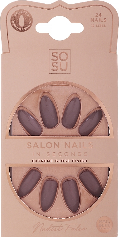 Набор накладных ногтей - Sosu by SJ False Nails Medium Stiletto Nudist — фото N1