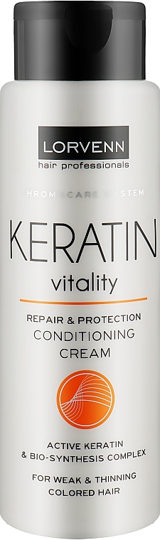 Крем-кондиціонер з кератином для тонкого й слабкого волосся - Lorvenn Keratin Vitality Conditioner — фото N1