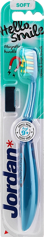 Дитяча зубна щітка Hello Smile, м'яка, темно-синя з магнітом - Jordan Hello Smile Soft — фото N1