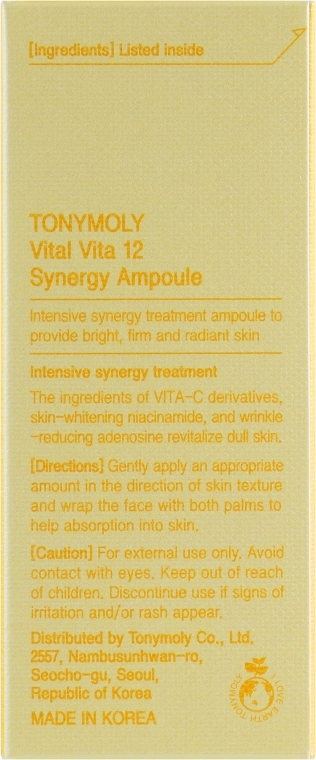 Ампульна есенція синергетична з вітаміном С - Tony Moly Vital Vita 12 Synergy Ampoule — фото N3