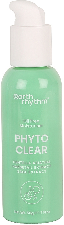 Крем для лица с центелой азиатской - Earth Rhythm Phyto Clear Oil Free Moisturiser Centella Asiatica Horsetail & Sage Extract 