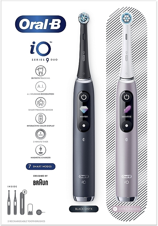 Набор электрических зубных щеток - Oral-B iO Series 9 Duo iOM9d.2J2.2AD 3758 Black Onyx, Rose — фото N2