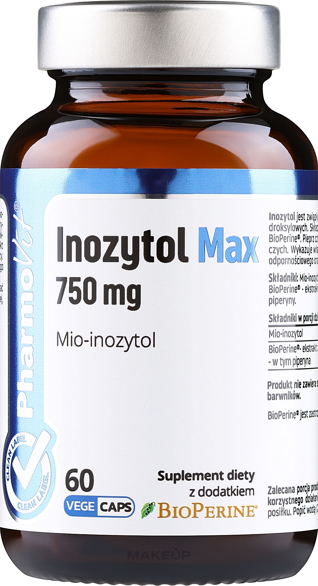 Пищевая добавка "Инозитол Макс" - Pharmovit Clean Label Inozytol Max 750 Mg — фото 60шт