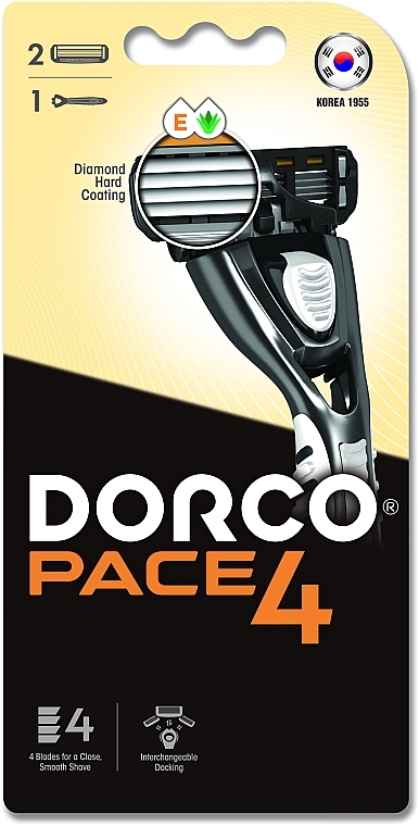 Станок для гоління з 4 лезами + 2 касети - Dorco PACE 4 — фото N1