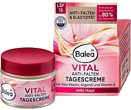  Денний крем проти зморщок - Balea Vital Anti-Wrinkle Day Cream With Argan Oil, Elastonyl & Vitamin E — фото N1