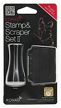 Парфумерія, косметика Односторонній штамп для стемпінгу та скрапер, чорний - Konad Stamp & Scraper Set II