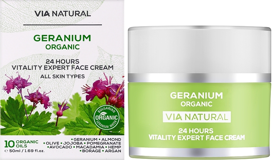 Экспертный крем для лица для жизненной энергии 24ч "Герань Органик" - BioFresh Via Natural Geranium Organic 24H Vitality Expert Face Cream — фото N2