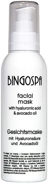 Маска для обличчя, зі 100 % олії авокадо та гіалуронової кислоти  - BingoSpa