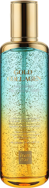 Тонер-сыворотка с коллагеном и золотом для лица - FarmStay Gold Collagen Nourishing 2 In 1 Serum Toner — фото N1