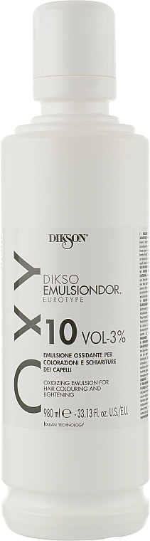 Окислювач для волосся - Dikson Oxy Oxidizing Emulsion For Hair Colouring And Lightening 10 Vol-3% — фото N1