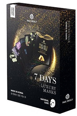 Набор тканевых масок, 7 продуктов - Pax Moly 7 Days Luxury Masks Set — фото N1