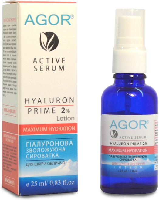 Зволожувальна сироватка з гіалуроновою кислотою 2% - Agor Hyaluron Prime Active Serum — фото N1