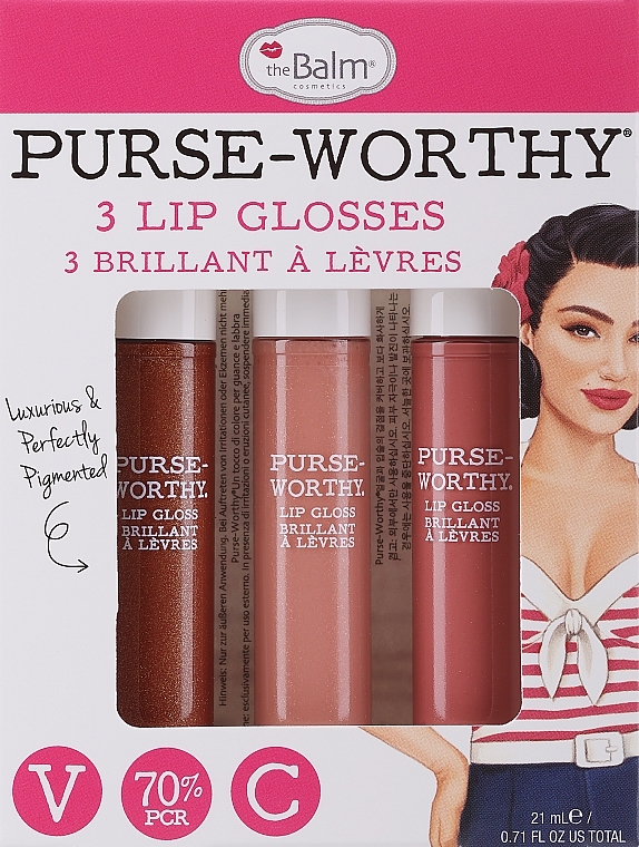 Набор блесков для губ - theBalm Purse-Worthy 3 Lip Glosses (lip/gloss/3x7ml) — фото N1